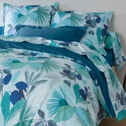 Federa cuscino a rullo in percalle di cotone (L200 cm) Moorea Blu