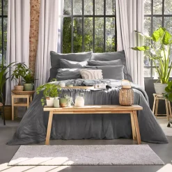 Federa cuscino a rullo lyocell Tencel™ lavata (27 x 185 cm) Olivia Granito Grigio