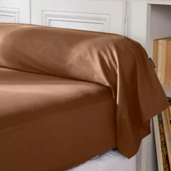 Federa cuscino a rullo percalle di cotone (L185 cm) Cali Marrone cioccolato