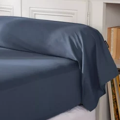 Federa cuscino a rullo percalle di cotone (L185 cm) Cali Blu marino