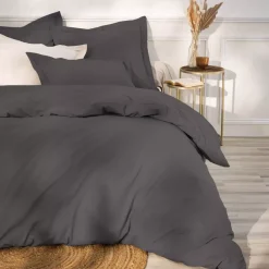 Federa cuscino a rullo percalle di cotone (L185 cm) Cali Grigio antracite
