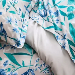 Federa cuscino a rullo raso di cotone (L200 cm) Frida Verde smeraldo