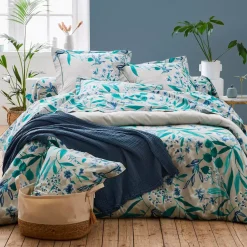 Federa cuscino a rullo raso di cotone (L200 cm) Frida Verde smeraldo