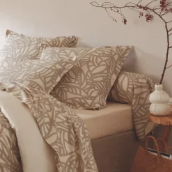 Federa cuscino letto quadrato cotone lavato (65 x 65 cm) Séréna Beige