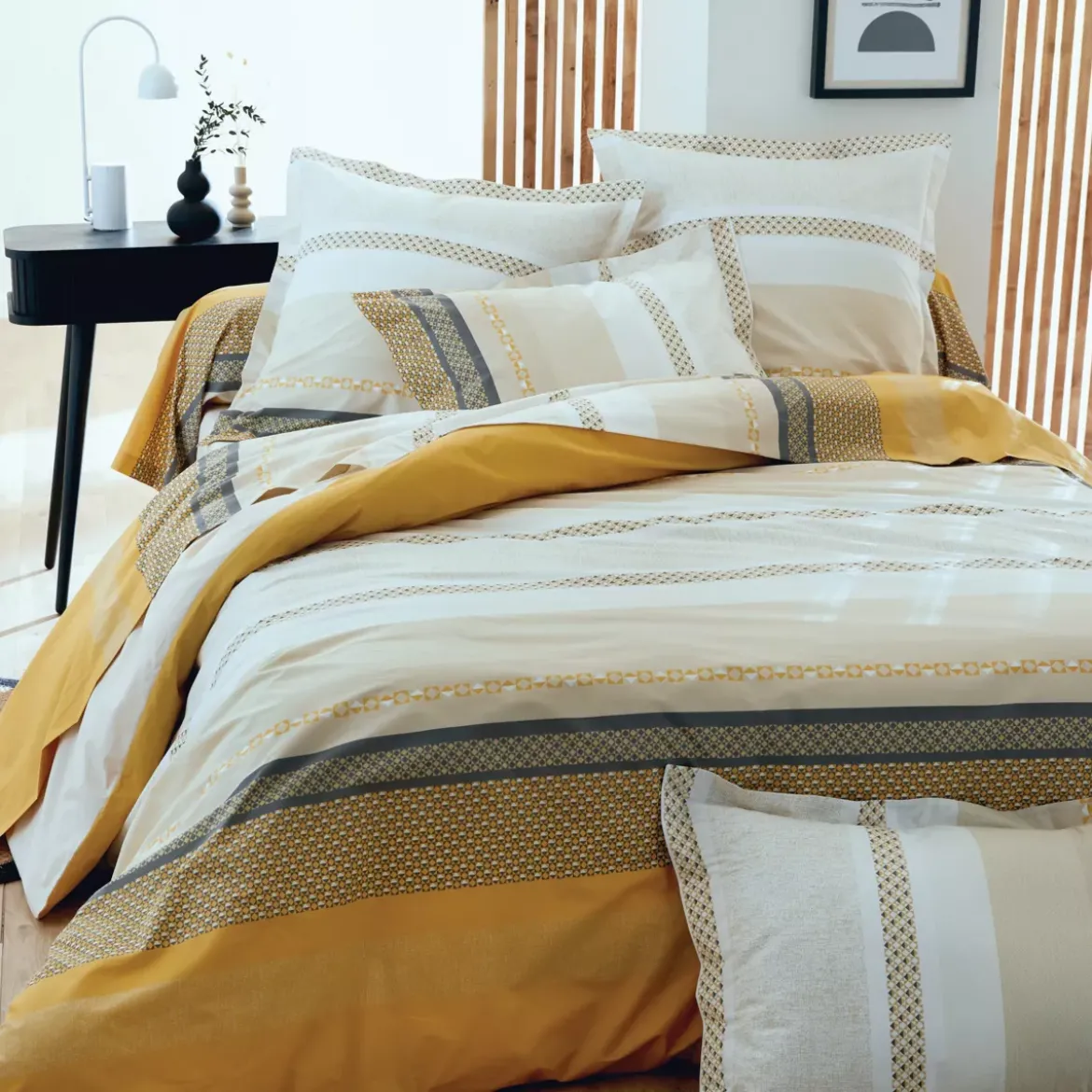 Federa cuscino letto quadrata percalle di cotone (65 x 65 cm) Marlow Giallo
