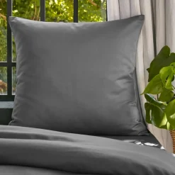 Federa cuscino letto quadrata lyocell Tencel™ lavato (80 x 80 cm) Olivia Grigio granito