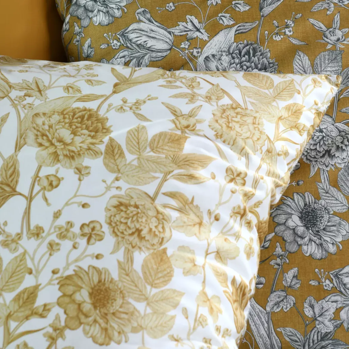 Federa cuscino letto rettangolare percalle di cotone (50 x 70 cm) Jacinthe Giallo senape