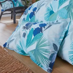Federa cuscino letto rettangolare percalle di cotone (50 x 70 cm) Moorea Blu
