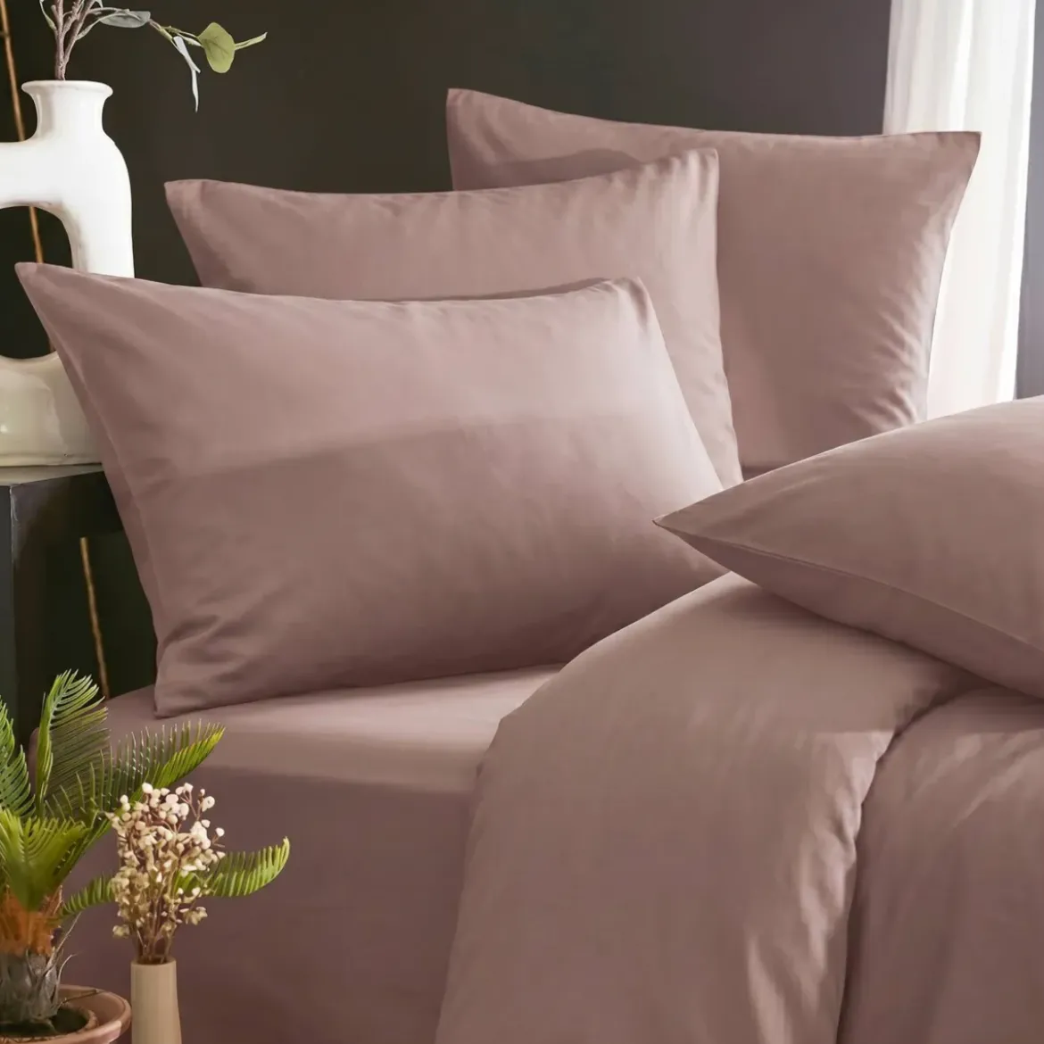 Federa cuscino letto rettangolare in lyocell Tencel™ lavato (50 x 80 cm) Olivia Rosa blush