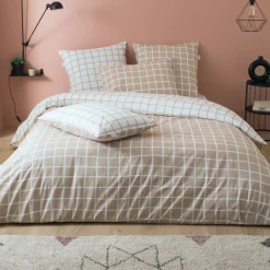 Federa cuscino letto rettangolare percalle di cotone (50 x 70 cm) Max Beige