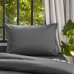 Federa cuscino letto rettangolare lyocell Tencel™ lavato (50 x 80 cm) Olivia Grigio granito