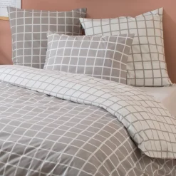 Federa cuscino letto rettangolare percalle di cotone (50 x 70 cm) Max Grigia