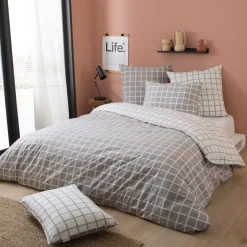 Federa cuscino letto rettangolare percalle di cotone (50 x 70 cm) Max Grigia
