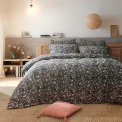 Federa cuscino quadrata garza di cotone (60 x 60 cm) Constance Blu notte