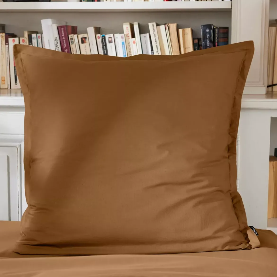 Federa cuscino quadrata in percalle di cotone (80 x 80 cm) Cali Camel