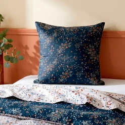 Federa cuscino quadrata in raso di cotone (65 x 65 cm) Lilou Blu navy