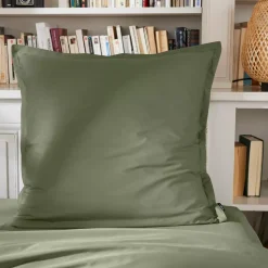 Federa cuscino quadrata percalle di cotone (65 cm) Cali Verde rosmarino