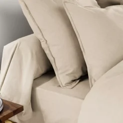 Federa per cuscino a rullo flanella di cotone (L185 cm) Nina Beige