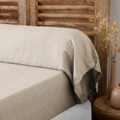 Federa per cuscino a rullo in lino lavato (L 185 cm) Louise Beige