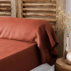 Federa per cuscino a rullo in lino lavato (L185 cm) Louise Terracotta
