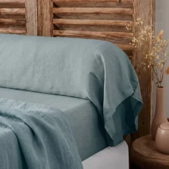 Federa per cuscino a rullo in lino lavato (L185 cm) Louise Blu Azzurro