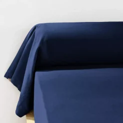 Federa per cuscino a rullo flanella di cotone (L185 cm) Nina Blu navy