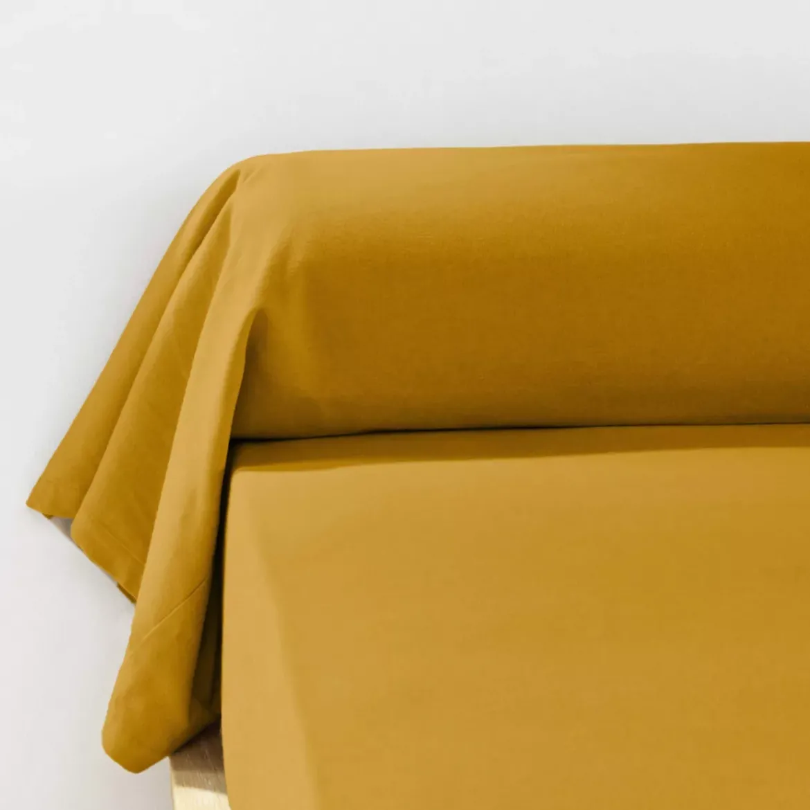 Federa per cuscino a rullo flanella di cotone (L185 cm) Nina Giallo ocra