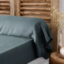 Federa per cuscino a rullo in lino lavato (L185 cm) Louise Grigio ardesia