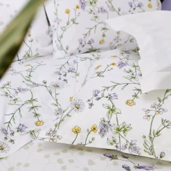 Federa per cuscino a rullo in cotone (L200 cm) Foliflora Bianca