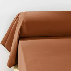 Federa per cuscino a rullo flanella di cotone (L185 cm) Nina Terracotta