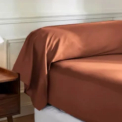 Federa per cuscino a rullo in percalle di cotone (L185 cm) Diane Terracotta