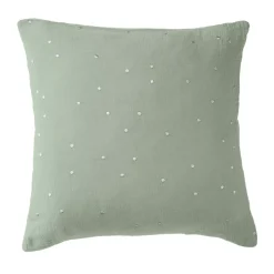 Federa per cuscino letto quadrata in garza di cotone (60 x 60 cm) Gaia Chic Verde eucalipto