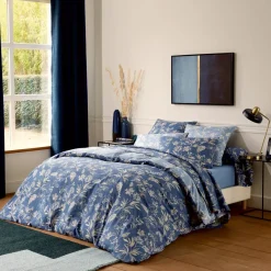 Federa per cuscino quadrato in percalle di cotone (65 x 65 cm) Eloïse Blu
