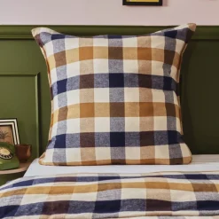 Federa per cuscino quadrata flanella di cotone (80 x 80 cm) Nina quadri Multicolore