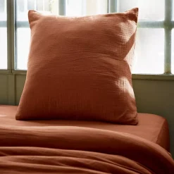 Federa per cuscino quadrato garza di cotone (80 x 80 cm) Gaïa Terracotta