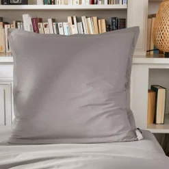 Federa per cuscino quadrata in percalle di cotone (80 x 80 cm) Cali Grigio chiaro