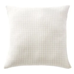 Federa per cuscino quadrata in garza di cotone (60 x 60 cm) Gaïa vichy Beige