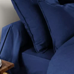 Federa per cuscino quadrata flanella di cotone (63 x 63 cm) Nina Blu navy