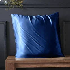 Federa per cuscino quadrata in seta di gelso (80 x 80 cm) Mizuki Blu marino