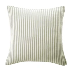 Federa per cuscino quadrata in garza di cotone (60 x 60 cm) Gaïa a righe Verde eucalipto