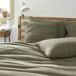 Federa quadrata garza di cotone (60 cm) Gaïa Match Verde rosmarino