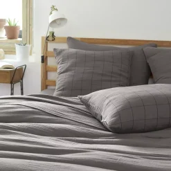 Federa quadrata garza di cotone (60 cm) Gaïa Match Grigio granito