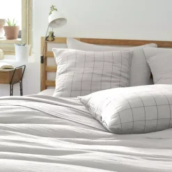 Federa quadrata garza di cotone (60 cm) Gaïa Match Grigio nuvola