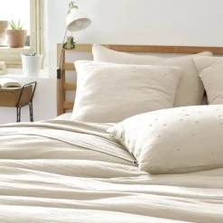 Federa quadrata garza di cotone (60 cm) Gaïa Chic Beige pampa