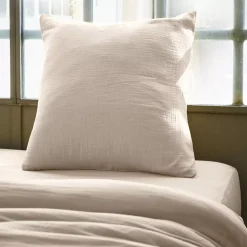 Federa quadrata garza di cotone (60 x 60 cm) Gaïa Beige pampa