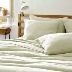 Federa quadrata garza di cotone (60 cm) Gaïa Boho Verde tiglio