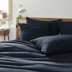 Federa quadrata garza di cotone (60 cm) Gaïa Mix Blu notte
