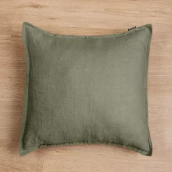 Federa quadrata lino lavato (60 cm) Louise Verde rosmarino
