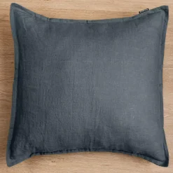 Federa quadrata lino lavato (80 cm) Louise Grigio ardesia