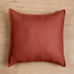 Federa quadrata lino lavato (60 cm) Louise Terracotta